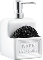 RQYIXI Soap Dispenser with Sponge Holder Ceramic Hand and Dish Soap Dispenser 15oz for Kitchen Bathroom