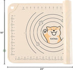 Silicone Pastry Mat 24"*16" Extra Thick Non Stick Baking Mat Food Grade Silicone Dough Rolling Bake Mat with Edge Heightening Cartoon Beige