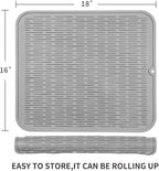 MicoYang Silicone Dish Drying Mat for Multiple Usage,Easy clean,Eco-friendly,Heat-resistant Silicone Mat for Kitchen Counter or Sink,Refrigerator or Drawer Liner Grey XL 18 inches x 16 inches