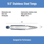 Misen Kitchen Tongs - Dishwasher Safe, Heavy Duty - Precision Stainless Steel Grilling Tool - Heat Resistant - Perfect for Serving and Air Frying - 9.5 Inch | Blue