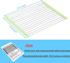 Seropy Roll Up Dish Drying Rack Over The Sink Drying Rack for Kitchen Counter, Rolling Dish Rack Over Sink Mat, Foldable Dish Drainer Stainless Steel Rack Kitchen Organization Green 17.5"x11.8"