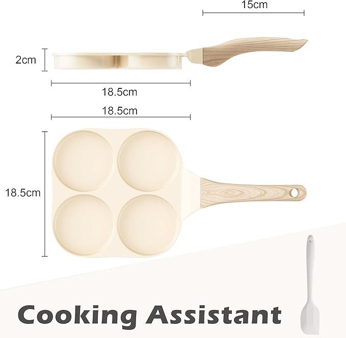 Caannasweis Ceramic Egg Pan Omelette Pan, 4-Cup Nonstick Omelette Skillet, Breakfast Frying Pan Egg Cooker Suitable for Gas Stove & Induction Cookware, PFOA PFOS Free, Yellow
