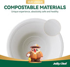 JOLLY CHEF Compostable Disposable Paper Bowls [16 oz] Heavy Duty Soup Uncoated Containers [500 Pack] White Biodegradable Bagasse Hot Cold Food Eco-Friendly Sugarcane Microwavable for Dessert Christmas