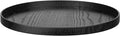 Round Solid Wood Serving Tray Extra Large Tea Coffee Snack Food Meals Serving Plate Non-Slip Kitchen Party Bar Server Ottoman Tray Breakfast Tray with Raised Edges (15inch/37.5cm) Black
