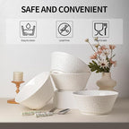 Yeacccng Deep Soup Bowls Set of 4, 58oz Large Cereal Bowls, Large Soup Bowl for Kitchen, 8.2 Inch Embossment Decorative Bowls, Dishwasher & Microwave Safe, Scratch-Resistant, Lead-Free, Easy Clean