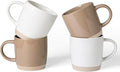famiware Coffee Mugs for 4, 12 oz Mug Set, Dringking Cup with Handle for Coffee, Tea, Cocoa, Milk, Milkyway serise, White+Cinnamon Brown