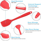 Silicone Spatula 3‑Piece Set Heat Resistant 600°F Non‑Stick Rubber Spatulas with Stainless Steel Core ALLWIN HOUSEWARE Large Spatula, Spoonula & Mini Spatula for Cooking & Baking, Red