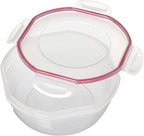 Sterilite Ultra-Seal 2.5 Qt Bowl, Airtight Food Storage Container, Plastic, Latching Lid, Microwave and Dishwasher Safe, Clear With Red Gasket, 1-Pack