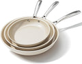 Ceramic Nonstick Frying Pans Set, Fry Pan Skillet, Non Toxic Pans for Cooking, Egg Pans，Induction Suitable，PFAS-Free Cookware, Dishwasher Safe, Oven Safe (Cream White, 8''+9.5''+11")