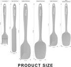 NileHome Silicone Spatula Set, 6 Pieces Food Grade Kitchen Utensils with Silicone Brush Heat Resistant Dishwasher Safe BPA-Free Rubber Spatula for Scraping, Baking, Cooking, Mixing-Grey