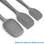 Silicone Spatula 3‑Piece Set Heat Resistant 600°F Non‑Stick Rubber Spatulas with Stainless Steel Core ALLWIN HOUSEWARE Large Spatula, Spoonula & Mini Spatula for Cooking & Baking, Grey