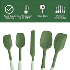 Silicone Spatula Set, 5 Piece Food Grade Rubber Spatulas for Baking, Cooking, and Mixing High Heat Resistant Non Stick Dishwasher Safe BPA-Free (Two colors - Green)
