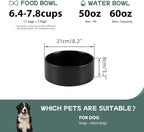 Havniva Non-Slip 8.2inch Ceramic Dog Food and Water Bowl for Large Breed Dogs, Pet Bowl for Replacement (Single Bowl, Black)