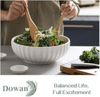 DOWAN 9.8'' Serving Bowls, 86 oz Large Salad Bowl, Ceramic Serving Dishes, Set of 2, Pumpkin Shape for Christmas, Entertaining, Party, Kitchen, Dinner, Banquet, Housewarming Gift, White