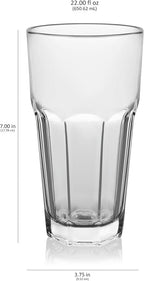 Libbey Gibraltar DuraTuff Drinking Glass Drinking Cup Set, Iconic Heavy Base Bar Glassware hick Drinking Glasses Set of 12, 22-Ounce Tall Drinking Glasses