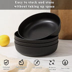 Kyraton Pasta Bowls Set of 4, 37oz Salad Bowls Soup Bowls Large Pasta Serving Bowl Plastic Unbreakable Serving Dishes Dinner Bowls (Black)