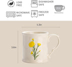 Ceramic coffee Mugs, Set of 1 Yellow Flower - 16oz, Hand-Painted, Microwave heating and dishwasher cleaning available, Ideal for Daily Brews