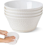 Yeacccng Deep Soup Bowls Set of 4, 58oz Large Cereal Bowls, Large Soup Bowl for Kitchen, 8.2 Inch Embossment Decorative Bowls, Dishwasher & Microwave Safe, Scratch-Resistant, Lead-Free, Easy Clean
