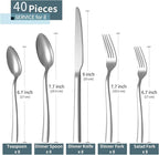 Silverware Set for 8, Briout 40 Piece Flatware Cutlery Set Stainless Steel Luxury Square Tableware Thick Knife Fork Spoon for Home Kitchen Restaurant Wedding, Mirror Polished, Dishwasher Safe