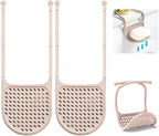 WALLFID 2 Pack Sponge Holder for Kitchen Sink, Adjustable Silicone Suction Cup Sponge Caddy for Sponges, Scrubbers, Soap, Kitchen, Bathroom (Light Brown)