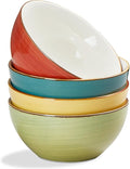 ONEMORE 16 oz Cereal Bowls Set of 4 Soup Bowls Ceramic for Kitchen - Dishwasher and Microwave Safe - Colorful Bowl Set for Oatmeal Salad Pasta Fruits, 5.5 inch, Assorted Colors