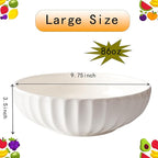Large Ceramic Fruit Bowl for Kitchen Counter, 10-Inch White Fruit and Vegetable Bowl, Decorative Serving Bowl for Home