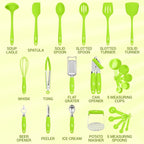 Kaluns Silicone Kitchen Utensils Set 24 Pcs Silicone Cooking Utensils Set - Can Opener, Masher, Turner, Spatula 446°F Heat Resistant Non-Stick - Premium Silicone and Stainless Steel Utensil Set