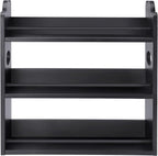 3 Tier Bamboo Spice Rack, Spice Rack Organizer, Seasoning Jars Rack Shelf Spice Organizer for Kitchen Counter or Wall Mounting, Spice Storage Holder with handles, Jars Not Included, Black