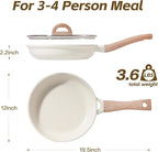 UESLUCK 12 Inch Creamic Non Stick Frying Pan With Lid- Large Creamic Skillet With lid, Omlet Pan Non Stick With Cool-Touch Handle, PFAS & PTFE Free, Compatible with All Stovetops