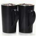 20 OZ Large Diner Coffee Mugs,Tall Beer Cups with Handle Couple's Cups Set of 2,Oversized Cylindrical Design Modern Ceramic Tea Cup for Dad Mom Friends Gift.Matte Black