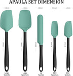 Coukre Silicone Spatula Set of 5,High Temperature Resistant, Food Grade Silicone, Dishwasher Safe, for Baking, Cooking (Aqua Green)