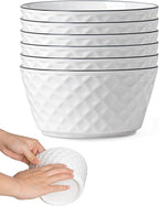 Yeacccng Ceramic Soup Bowls Set of 6, 30 Oz White Cereal Bowls, 6 inch Small Soup Bowls for Soup, Oatmeal, Salad, Pasta, Snacks, Fruits, Dishwasher & Microwave Safe, Scratch-Resistant, Lead-Free