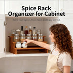 JinDoWin Cabinet Spice Organizer, Spice Organization for Cabinet, 3 Tier Spice Rack Organizer for Cabinet, Seasoning Organizer & Seasoning Rack, Kitchen Cabinet Organizer (2, Dark Bamboo)