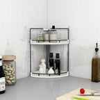 Dorhors 2-Tier Rustic White Corner Bathroom Shelf