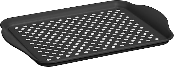 Oggi OGGI Anti Slip Serving Tray with Handles- Black Rectangle Tray - Ideal for Eating, Breakfast, Food, Appetizer Tray, Serving, 17.5 x 11.5 (5504.3)