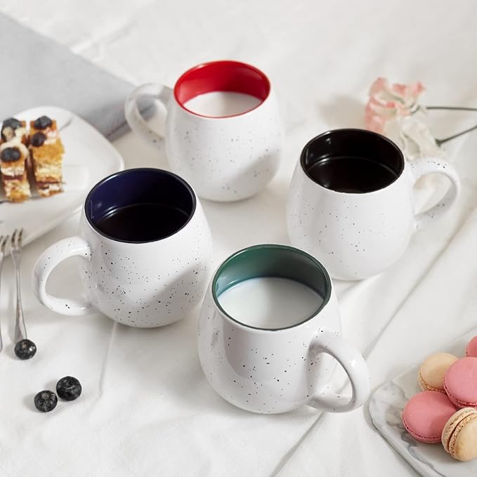LIFVER 20 Ounces Coffee Mugs Set of 4, Large Ceramic Coffee Mugs with Handles for Coffee Tea Hot Cocoa, Espresso Cups Gifts for him her, Jumbo Soup Mugs Set of 4
