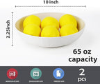 Wrova Salad Bowls 10inch Serving Bowls 65oz Large Salad Bowls Wheat Straw Bowls Set of 2 Wide and Shallow Plastic Salad Bowl for Kitchen Microwave & Dishwasher Safe.White