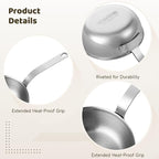 2 Pcs Mini Sauce Pan and Silicone Spatula Set, 5 in Stainless Steel Butter Warmer, Nonstick Frying Pan, No Coating Egg Pan with Spatula, 304 Steel Small Cooking Pot for Single Portion, All Stoves