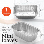 Spare Essentials (35 Pack) 1 Lb Aluminum Foil Mini Loaf Pans - Foil Bread Pans for Baking - Perfect to Bake Individual Bread Loaves, Cakes & Meat - 1 Pound Aluminum Loaf Pans - 6 x 3.5 x 2 Inches