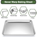 Baking Sheet Tray Cooling Rack with Silicone Mat Set, Stainless Steel Cookie Pan For Oven, Set of 9 (3 Sheets + 3 Racks Mats), Warp Resistant & Heavy Duty & Easy Clean, Grey