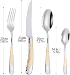 16 Piece Silverware Set,Stainless Steel Flatware Set Spoon and Fork Set for 4,Kitchen Utensil Cutlery Set Mirror Finish Dishwasher Safe Gift Package (silver)