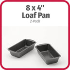 GoodCook Nonstick Loaf Pan 8 x 4-Inch Heavy-Duty Steel Bakeware with Easy-Clean Non-Stick Coating, Oven & Dishwasher Safe Pan for Meatloaf Breads Lasagnas Casseroles & More, Set of 2, Gray