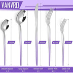 Gradient Purple Silverware Set, 20-Piece Stainless Steel Flatware Cutlery Set, Kitchen Utensil Set Service for 4, Include Knife/Fork/Spoon, Mirror Polished, Dishwasher Safe