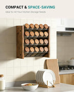 NESAPTO Spice Rack Organizer for Cabinet, Wooden 4 Tier Vertical Seasoning Organizers for Kitchen Pantry, Countertop/Wall Mount, Holds 20 Spice Jars (No Jars Included),10.3" W × 9.4" H
