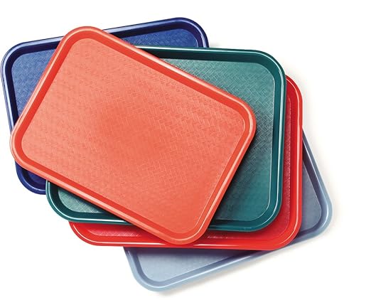 Carlisle FoodService Products Fast Food Cafeteria Tray 12" x 16", Durable Polypropylene Food Tray with Slip-Resistant Surface, Stackable for Cafes and Schools, BPA-Free, Burgundy (Pack of 24)
