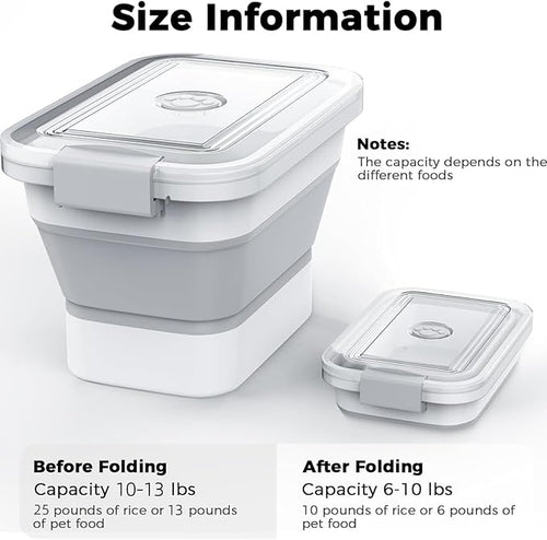 10-13 Lbs Dog Food Storage Container,Collapsible Dog Food Container with Transparent Airtight Lid,Pet Food Scoop and Dog Bowl,Multifunctional Food Storage Container for Pet Food,Rice,Flour