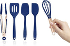 COOK WITH COLOR Silicone Cooking Utensils, Kitchen Utensil Set, Easy to Clean Silicone Kitchen Utensils, Cooking Utensils for Nonstick Cookware, Kitchen Gadgets Set, Mini, Navy
