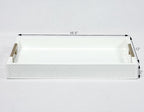 Serving Tray with Polished Metal Handles, 16.5''x12'' Rectangle Coffee Table Tray, Modern Decorative Tray, Large Ottoman Tray, Perfect for Storage and Display (White)