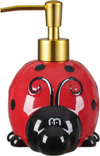 RQYIXI 17 OZ Ladybug Ceramic Soap Dispenser with ABS Pump,Refillable Liquid Bathroom soap Dispenser for Lotion ,Body Wash ,Cute Kitchen Soap Dispenser for Dish Soap,Hand Soap