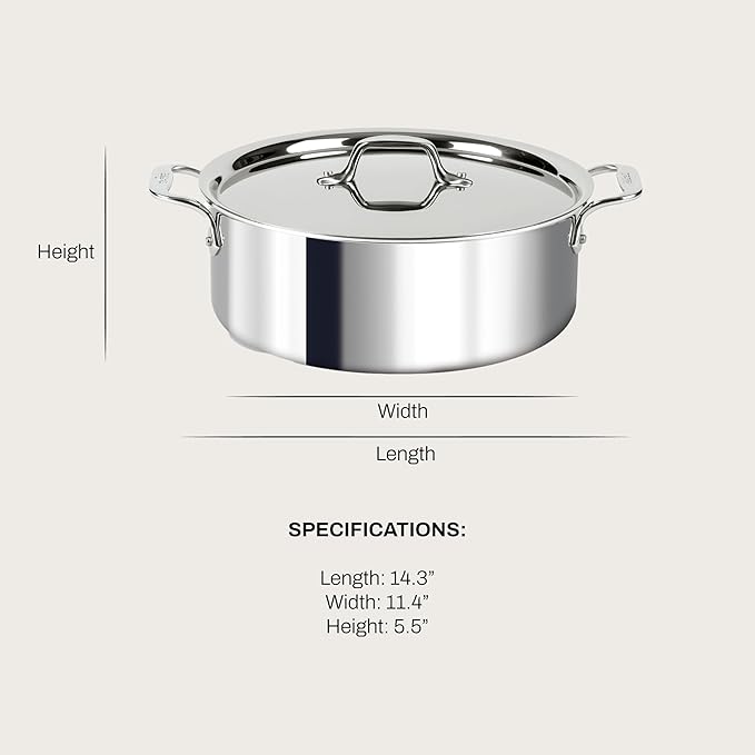 All-Clad D3® Stainless Steel 6 Quart Stockpot With Lid- Made in the USA- The Original Bonded Professional Cookware- Oven Safe & Induction Compatible